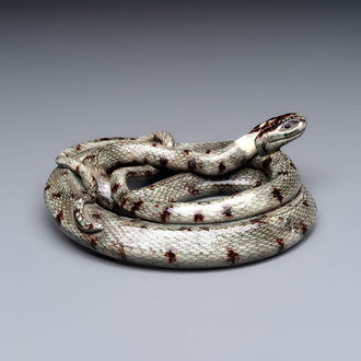A French faience model of a snake, probably Saint-Honoré-Les-Bains, 19th C.