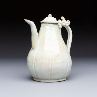 A Chinese qingbai ewer and cover, Yuan