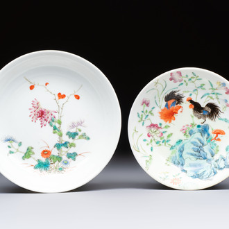 Two Chinese famille rose plates, Chenghua and Guangxu mark, Republic