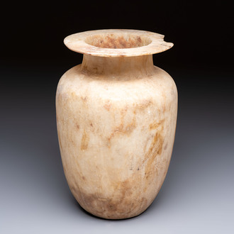 A large Egyptian alabaster jar, probably Middle Kingdom, 1987-1640 B.C.