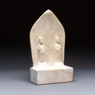 A Chinese inscribed marble stele, Northern Wei style, 20th C.