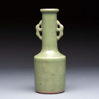 A Chinese celadon-glazed 'Kinuta' vase, Qing