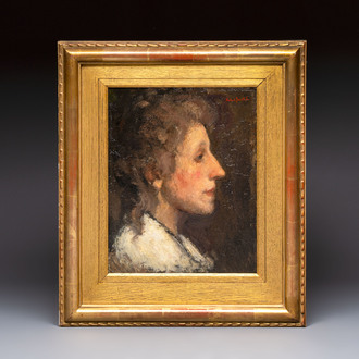 Jakob Smits (1855-1928): 'Malvina', oil on canvas and panel, signed, 1888-1899