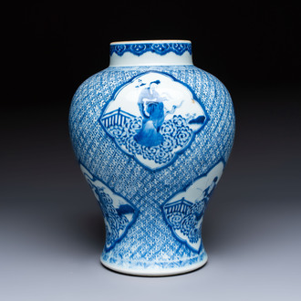 A Chinese blue and white 'Eight Immortals' vase, Kangxi