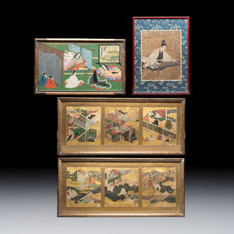 Tosa School and Japanese School: various scenes, ink, colour, and gold on paper, Edo/Meiji, 17/19th C.