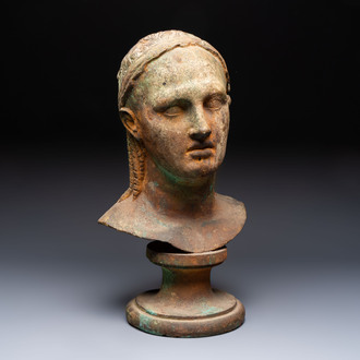 A cast iron bust after the antique, France, 20th C.