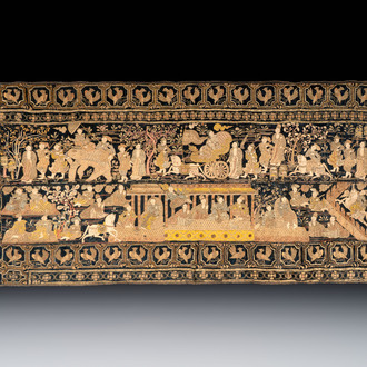 A large Burmese 'Kalaga' tapestry with narrative design, 19th C.