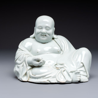 A fine Chinese white-glazed Milefo Buddha, 19th C.