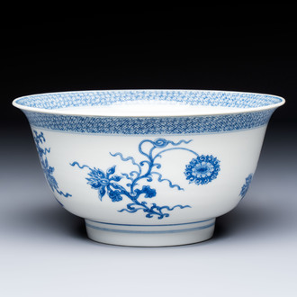 A Chinese blue and white 'Lotus' bowl, Chenghua mark, Kangxi
