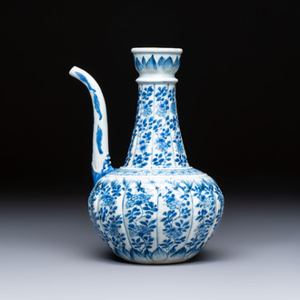 A Chinese blue and white 'Floral' kendi, Kangxi