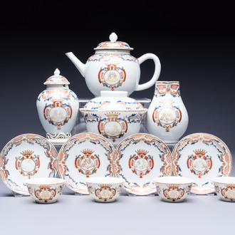 A Chinese armorial export 12-piece tea service with crowned monograms, Qianlong