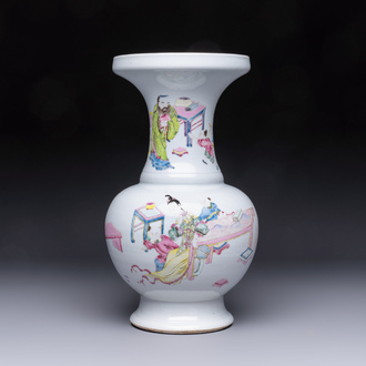 A fine Chinese famille rose vase with figural design, Yongzheng