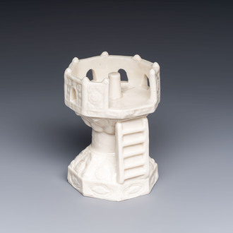 A Chinese Dehua blanc de Chine export model of a pulpit or candlestick holder, Kangxi