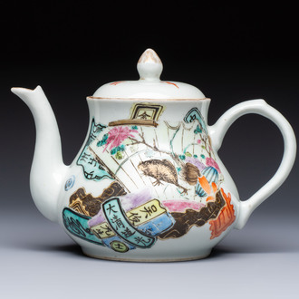A Chinese famille rose 'Collage' teapot, Tongzhi mark, Republic, dated 1922