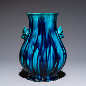 A Chinese archaistic turquoise-glazed 'Hu' vase, 18/19th C.