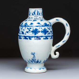 A Chinese blue and white 'Floral' jug, Transitional period