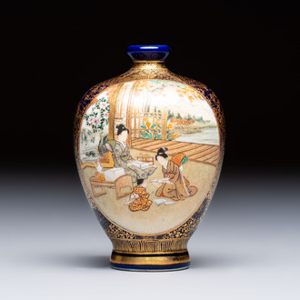 A fine Japanese Satsuma vase, Kinkozan 錦光山 mark, Meiji, 19th C.