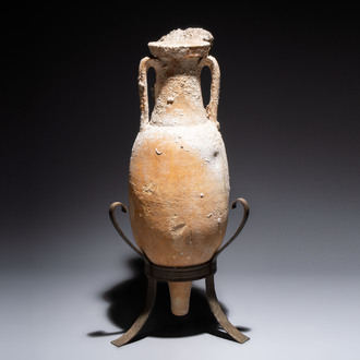 A Roman pottery fish oil or wine transport amphora with marine encrustation, South of Spain, 1st C. B.C./1st C.