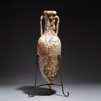 A Roman pottery fish oil or wine transport amphora with marine encrustation, South of Spain, 1st C. B.C./1st C.