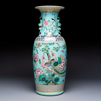 A Chinese famille rose Peranakan-style 'Phoenix' vase, 19th C.