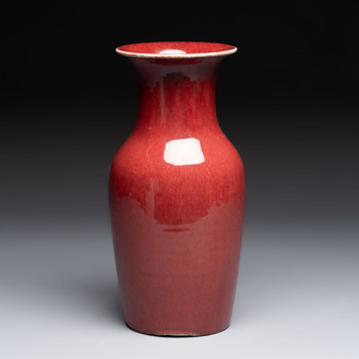 A Chinese monochrome sang-de-boeuf vase, 19th C.