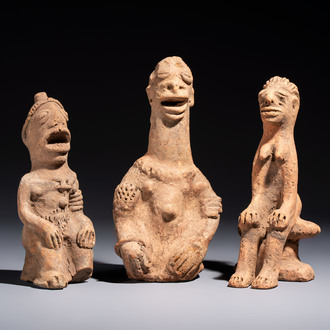 Three fine terracotta 'Komaland' figures, Ghana, 13/16th C.