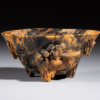 A Chinese soapstone libation cup, 18/19th C.