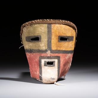 A rare Hopi leather Tuma Uyim Kachina mask, Arizona, Southwest United States, early 20th C.