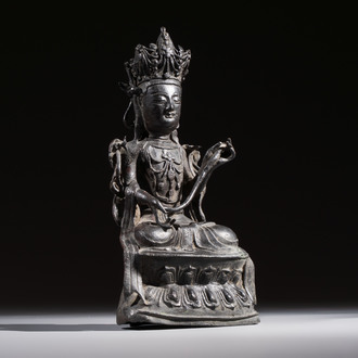 A Chinese bronze figure of Bodhisattva, Ming