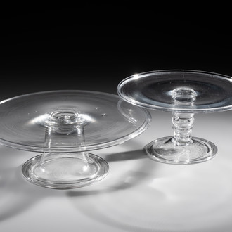 Two glass pedestal tazze, England, 18th C.
