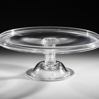 A large glass pedestal tazza, England, 18th C.