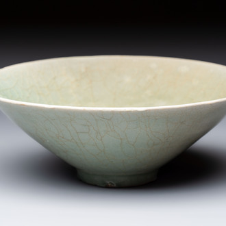 A Korean celadon conical tea bowl, Goryeo, 12th C.