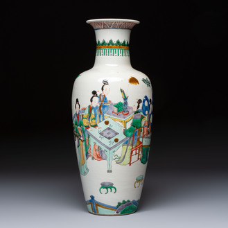 A Chinese famille verte 'Court Ladies' vase, 19th C.