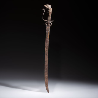 A Sinhalese steel kastane sword with a horn hilt, Sri Lanka, 19th C.