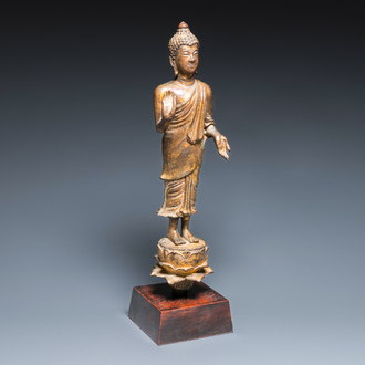 A Thai gilt bronze Buddha Shakyamuni in Lan Na-style, probably 16th C.
