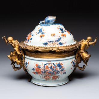 A Chinese gilt-bronze-mounted Imari-style tureen and cover, Qianlong