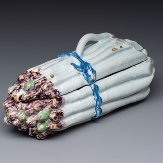 A polychrome Brussels faience 'Asparagus' tureen and cover, 18th C.