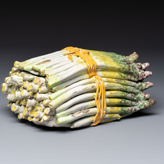 A large polychrome faience 'Asparagus' tureen and cover, East France or Germany, 18th C.