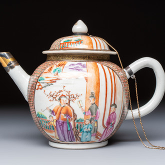 A Chinese Canton famille rose 'Mandarin Subject' teapot, Qianlong