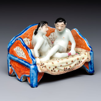 A Chinese famille rose 'Erotic' group, Republic
