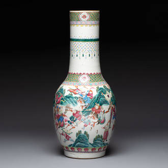 A Chinese famille rose 'Warriors' vase, Xuande mark, 19th C.