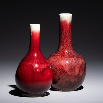 Two Chinese flambé-glazed bottle vases, 19th C.