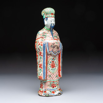 A rare Chinese wucai figure of a dignitary, late Ming/Transitional period