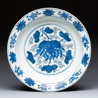 A Chinese blue and white 'Grape' dish, Jiajing