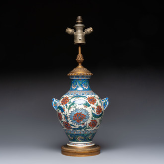 An Iznik-style vase mounted as lamp, Samson, Paris, 19th C.