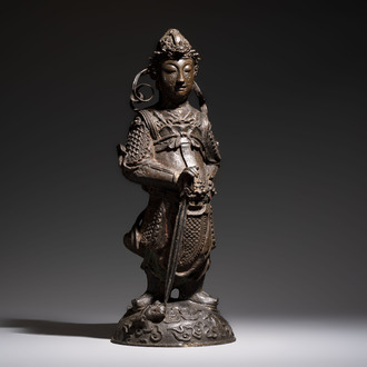A Chinese bronze model of Weituo, Ming