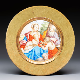 A fine circular 'Madonna and Child with the Infant St. John' enamel plaque after Sadeler, probably Blois, France, 17th C.