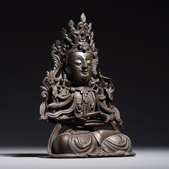 A Chinese bronze figure of Bodhisattva, Ming