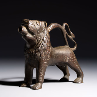 A bronze lion-form aquamanile, Germany, 16th C.