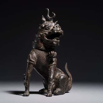 A Chinese bronze 'Qilin' censer, Ming